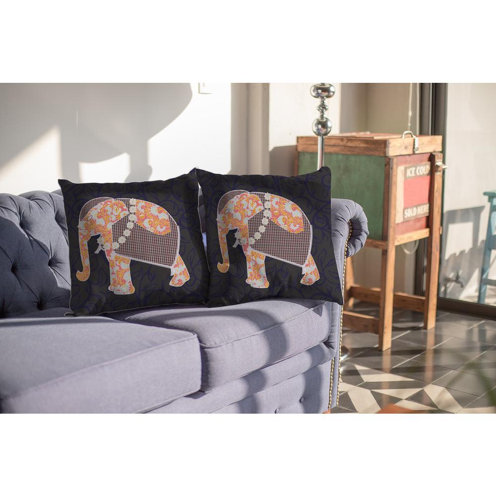16” Orange Elephant Indoor Outdoor Zippered Throw Pillow. Picture 4