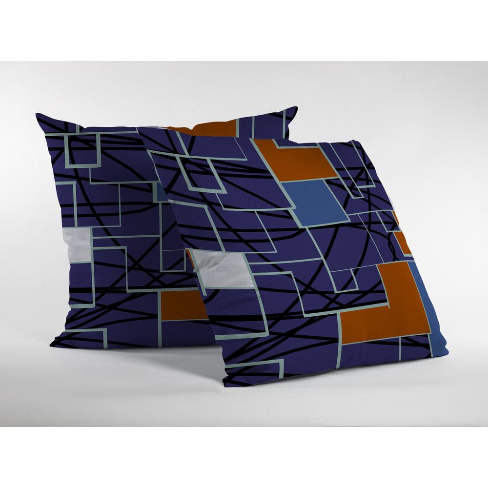 16" Navy Puzzle Piece Indoor Outdoor Zippered Throw Pillow. Picture 2