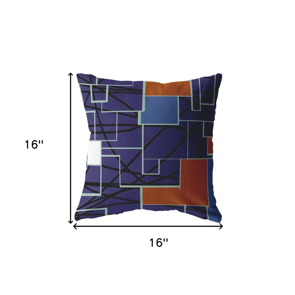 16" Navy Puzzle Piece Indoor Outdoor Zippered Throw Pillow. Picture 5