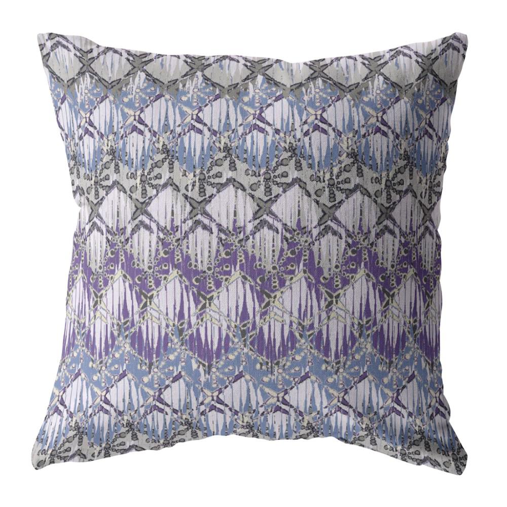 16” Purple Gray Hatch Indoor Outdoor Zippered Throw Pillow. Picture 1
