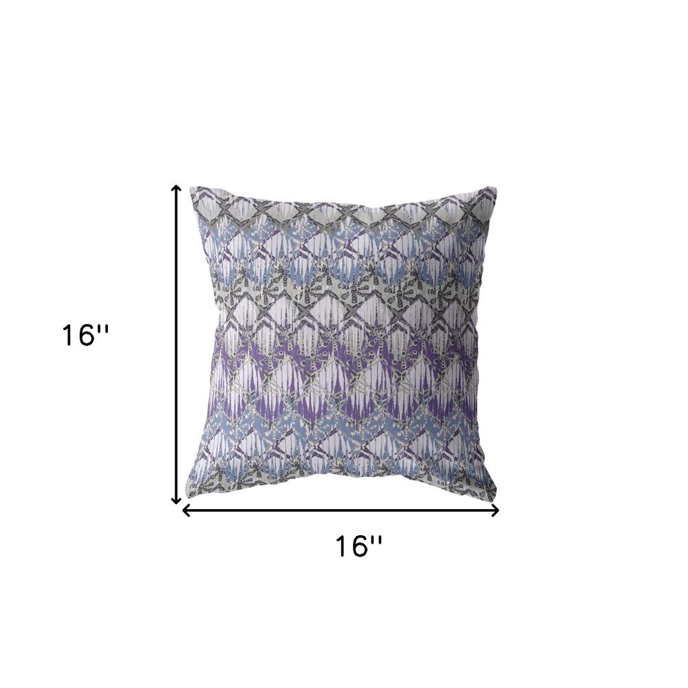 16” Purple Gray Hatch Indoor Outdoor Zippered Throw Pillow. Picture 5