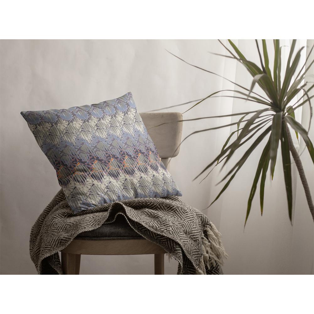 16” Blue Gray Hatch Indoor Outdoor Zippered Throw Pillow. Picture 2