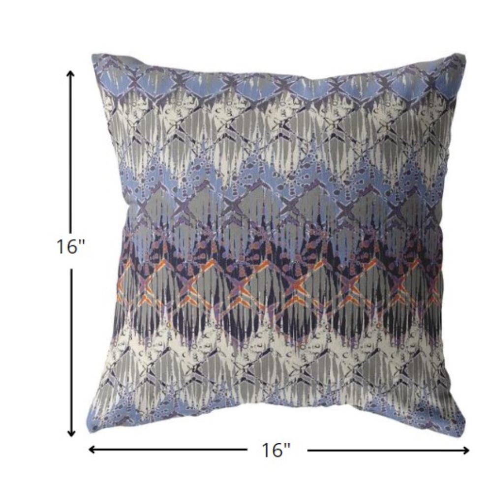 16” Blue Gray Hatch Indoor Outdoor Zippered Throw Pillow. Picture 5