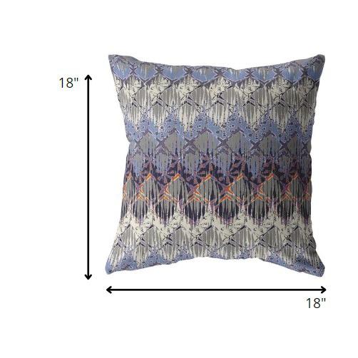 18” Blue Gray Hatch Indoor Outdoor Zippered Throw Pillow. Picture 5
