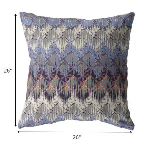 26” Blue Gray Hatch Indoor Outdoor Zippered Throw Pillow. Picture 5