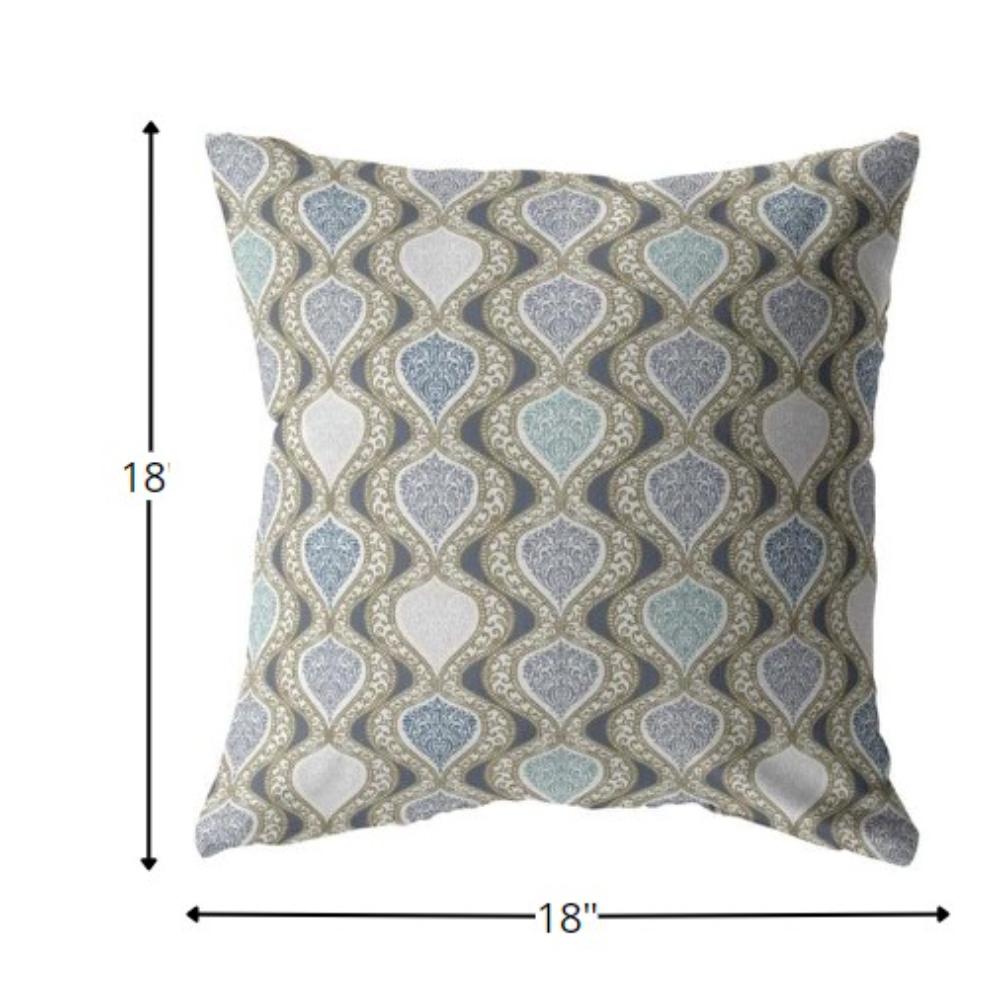 18” Gray Ogee Indoor Outdoor Zippered Throw Pillow. Picture 5
