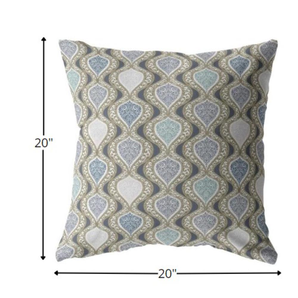 20” Gray Ogee Indoor Outdoor Zippered Throw Pillow. Picture 5