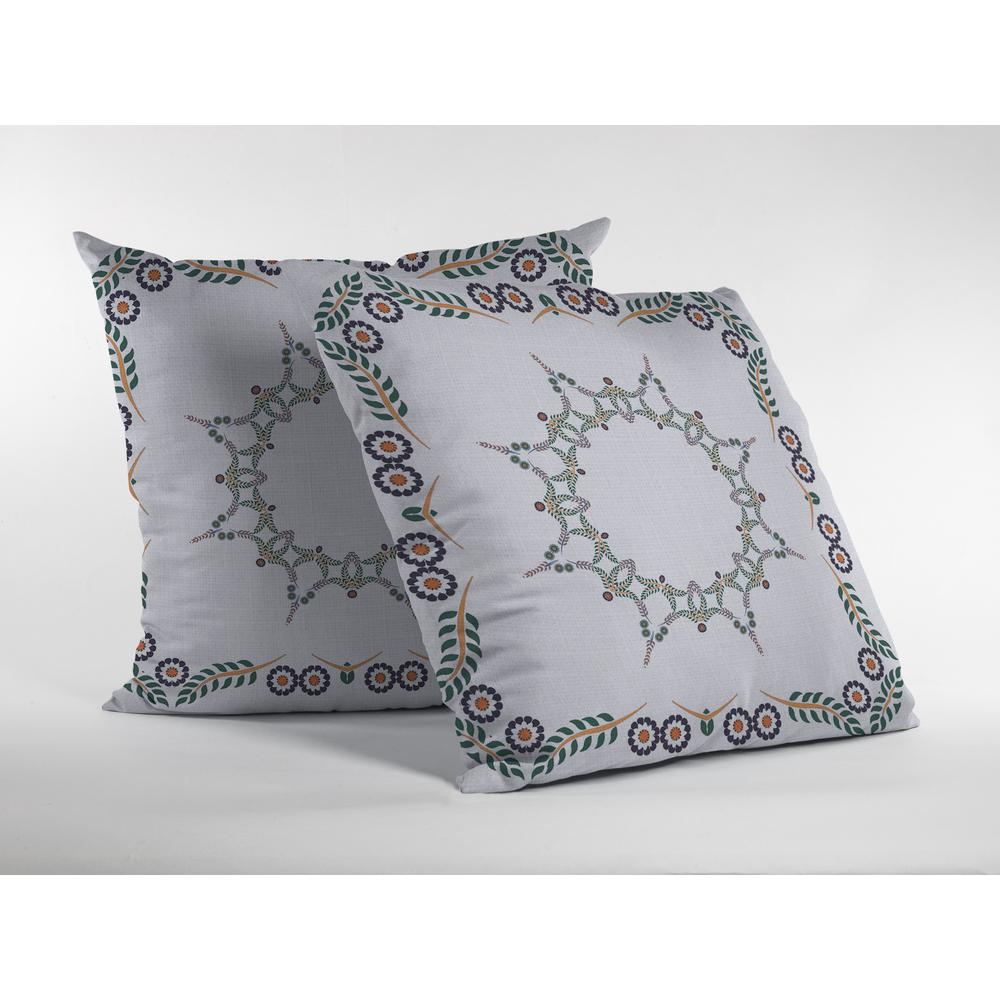 16" X 16" White Zippered Geometric Indoor Outdoor Throw Pillow. Picture 3