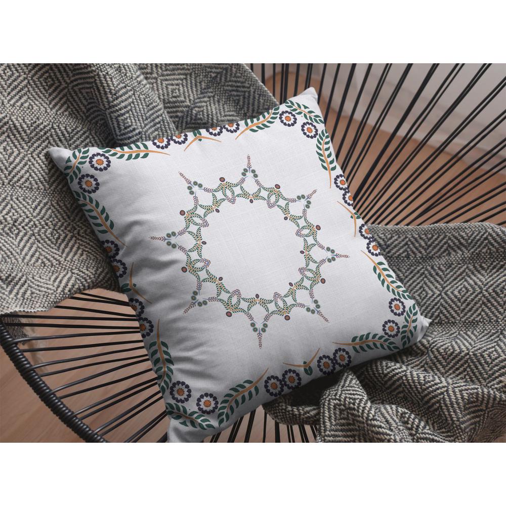 18"x18" White Zippered Broadcloth Geometric Throw Pillow. Picture 5