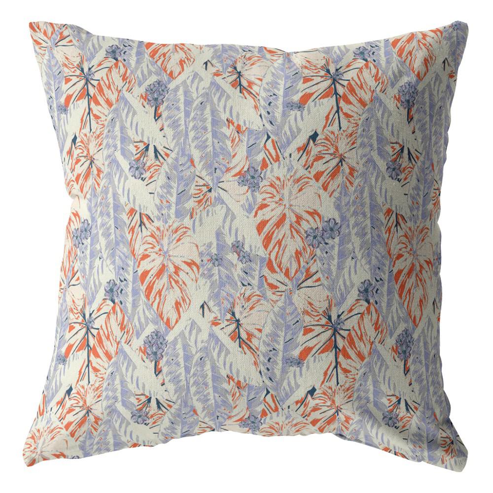 18" Orange Lavender Tropics Indoor Outdoor Zippered Throw Pillow. Picture 1