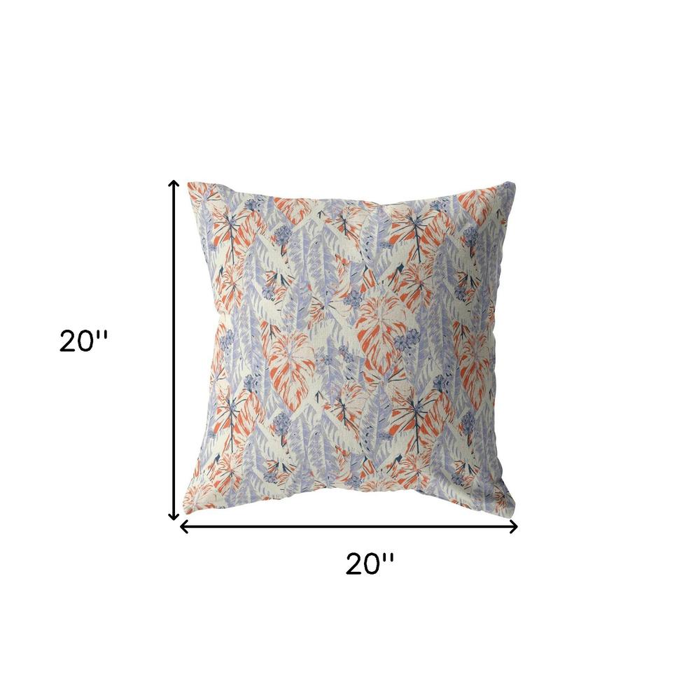 20" Orange Lavender Tropics Indoor Outdoor Zippered Throw Pillow. Picture 5