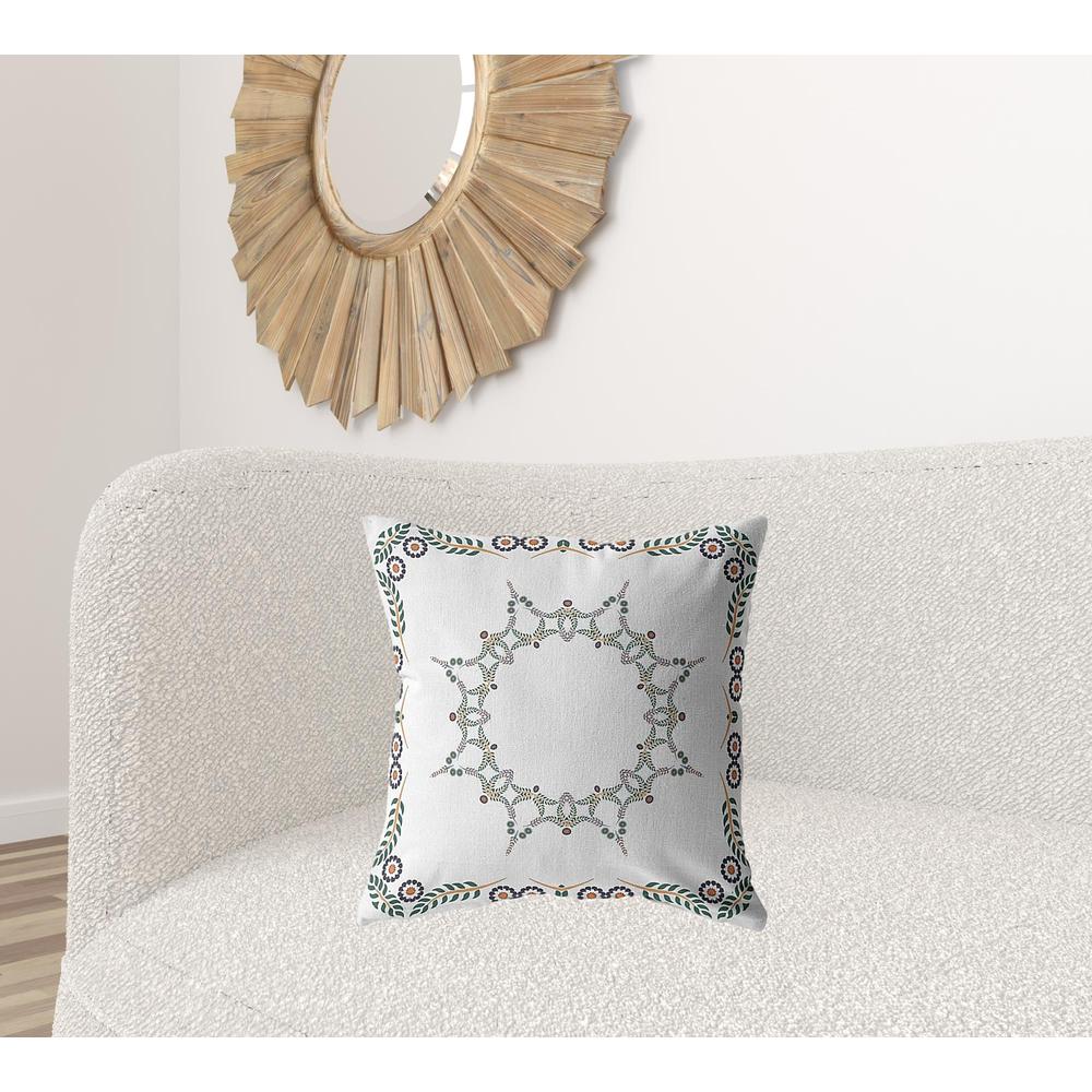 20" X 20" White Blown Seam Geometric Indoor Outdoor Throw Pillow. Picture 2
