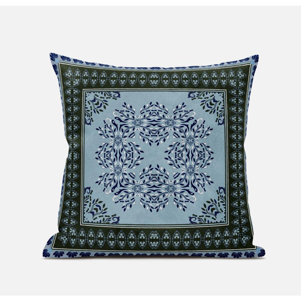 20"x20" Light Blue Zippered Suede Geometric Throw Pillow. Picture 1