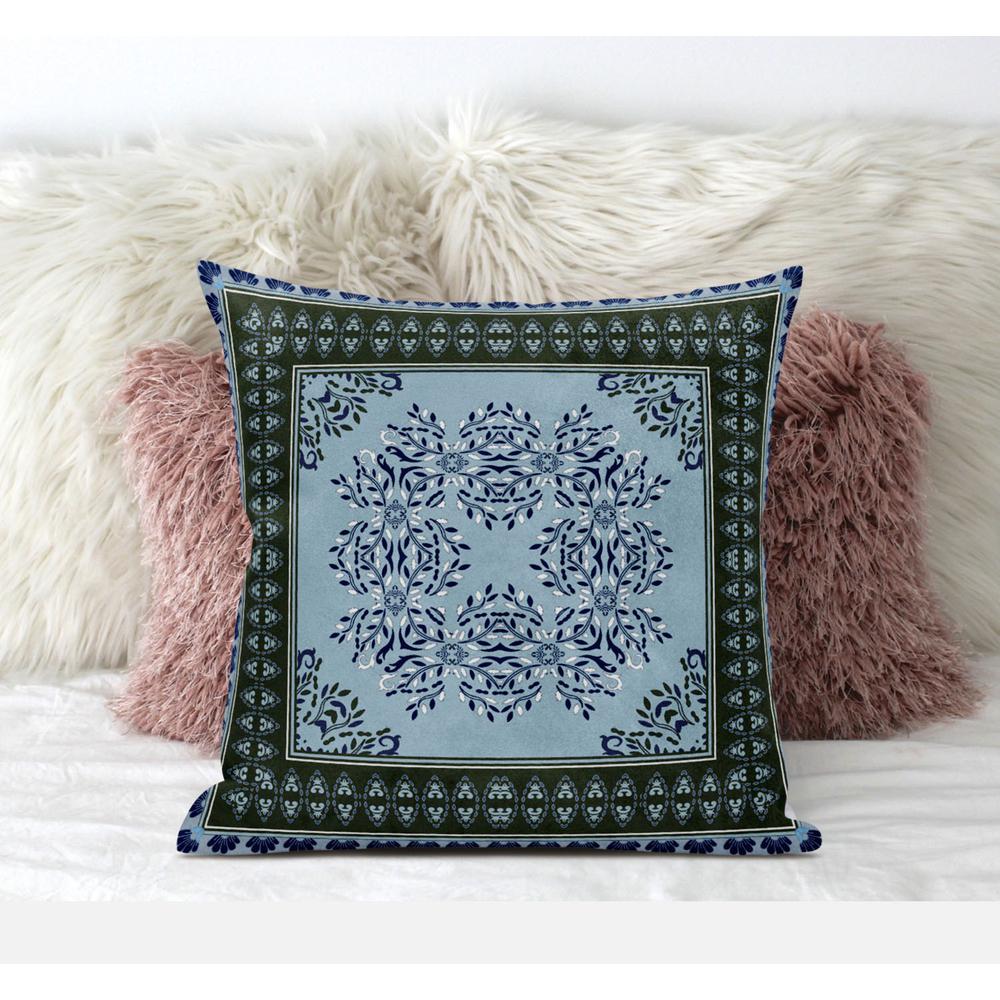 20"x20" Light Blue Zippered Suede Geometric Throw Pillow. Picture 4