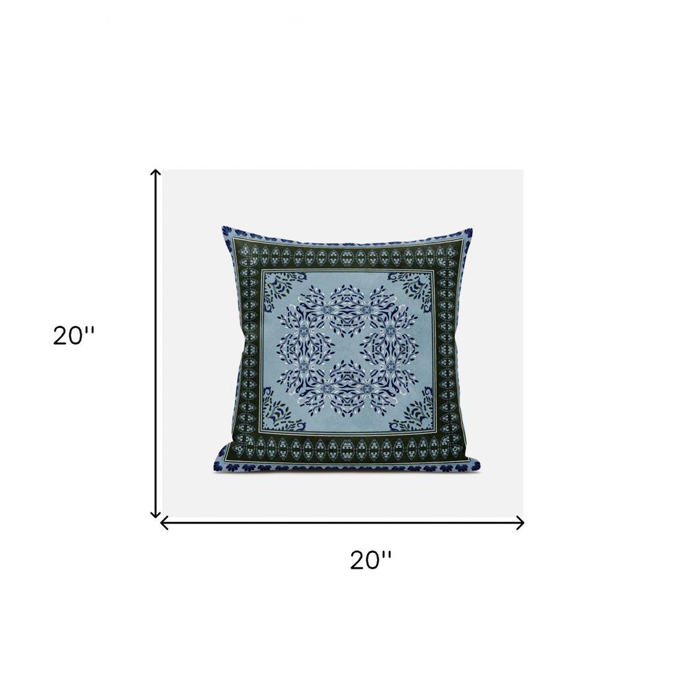 20"x20" Light Blue Zippered Suede Geometric Throw Pillow. Picture 5