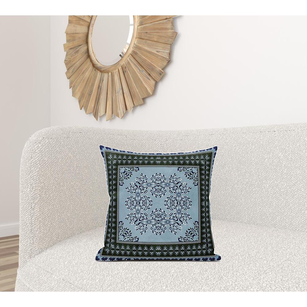 20"x20" Light Blue Zippered Suede Geometric Throw Pillow. Picture 2