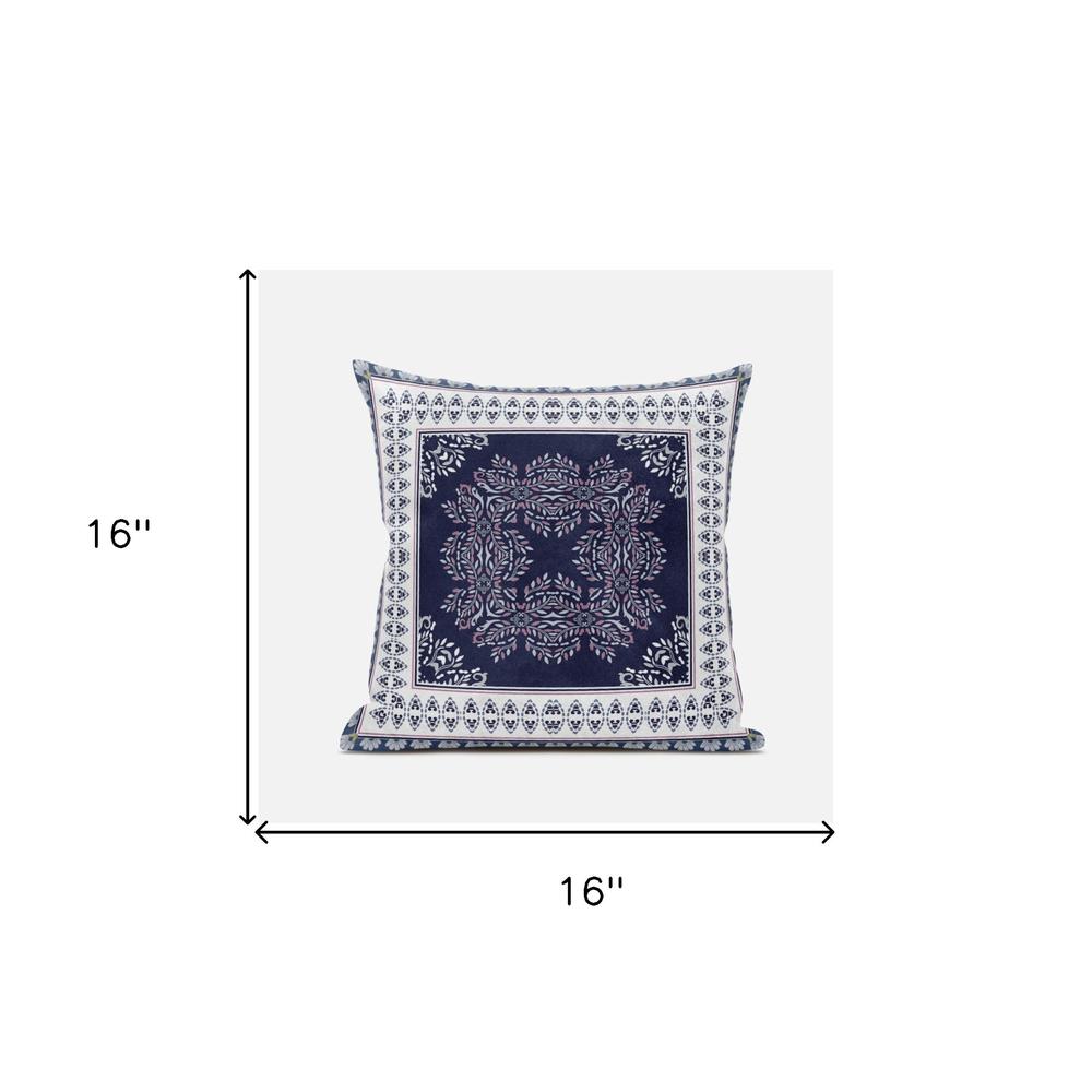 16" X 16" Blue And White Zippered Geometric Indoor Outdoor Throw Pillow. Picture 5