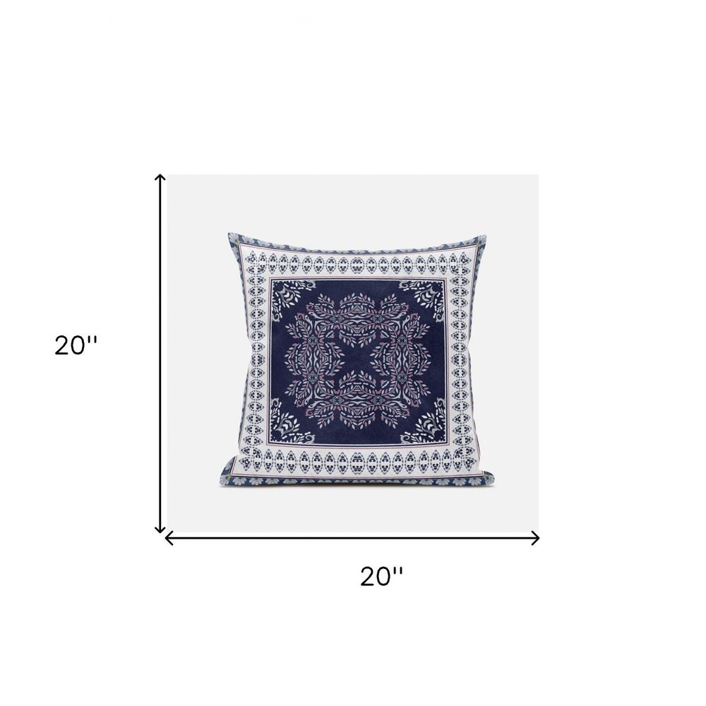 20"x20" Blue Pink White Zippered Suede Geometric Throw Pillow. Picture 5