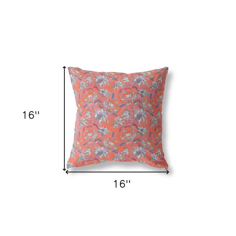 16” Orange Roses Indoor Outdoor Throw Pillow. Picture 4
