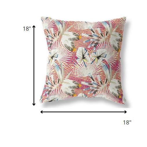 18” White Red Tropical Indoor Outdoor Throw Pillow. Picture 4
