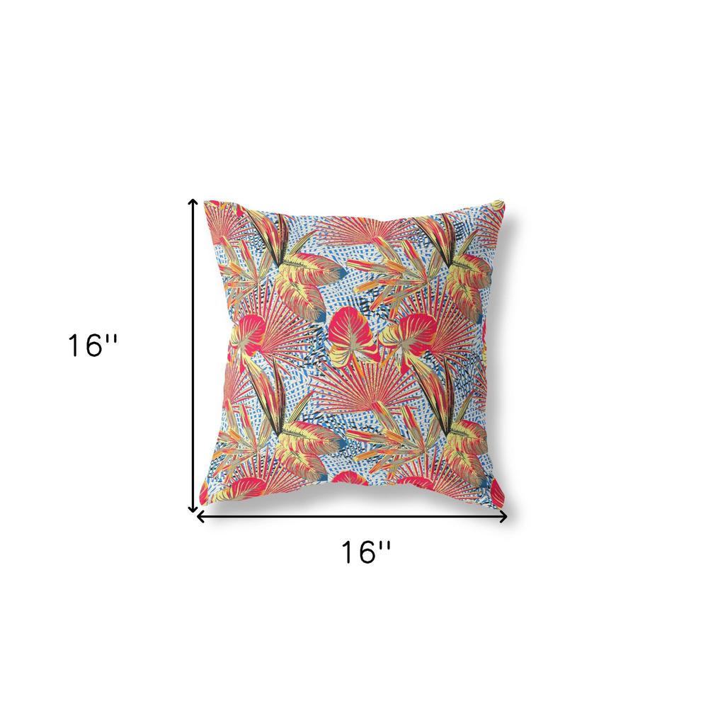 16” Crimson Yellow Tropical Indoor Outdoor Throw Pillow. Picture 4