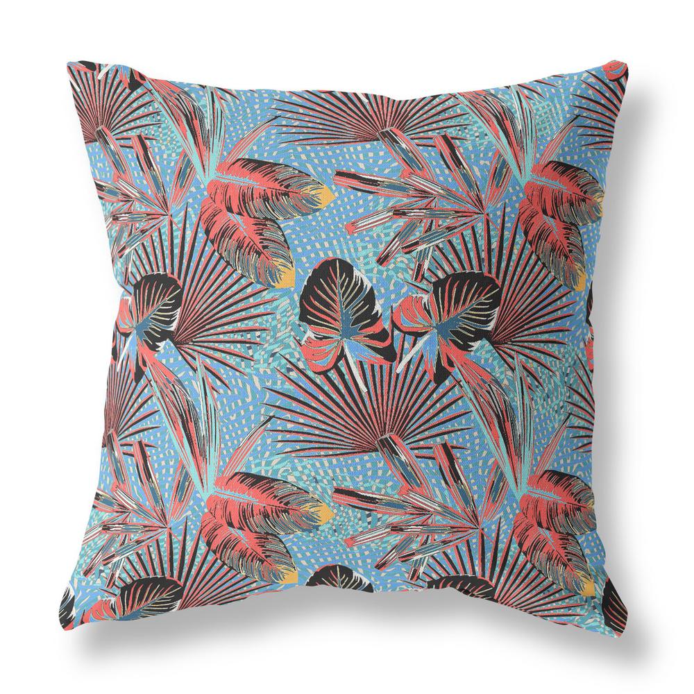 28” Coral Blue Tropical Indoor Outdoor Throw Pillow. Picture 2