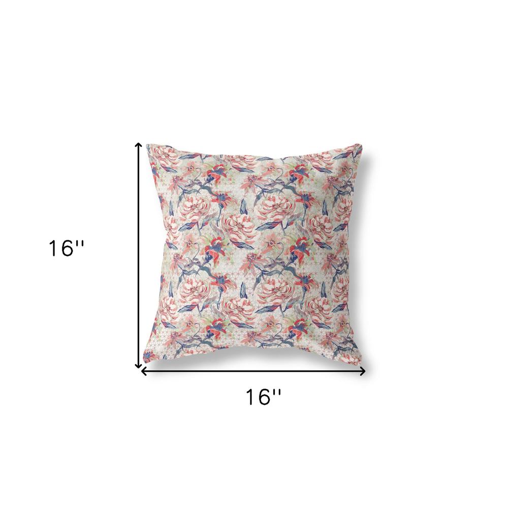 16” Red Light Indigo Roses Indoor Outdoor Throw Pillow. Picture 4