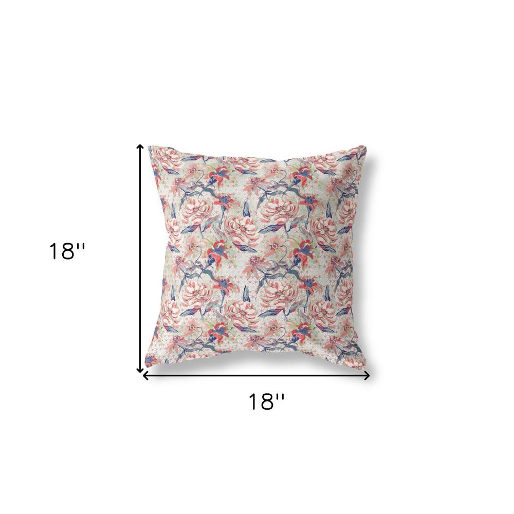 18” Red Light Indigo Roses Indoor Outdoor Throw Pillow. Picture 4
