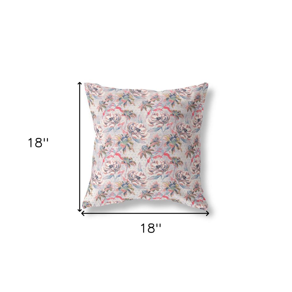 18” Lavender Pink Roses Indoor Outdoor Throw Pillow. Picture 4