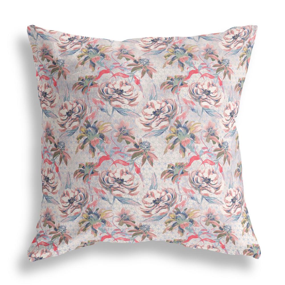 18” Lavender Pink Roses Indoor Outdoor Throw Pillow. Picture 2