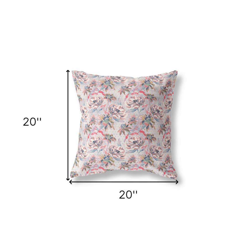 20” Lavender Pink Roses Indoor Outdoor Throw Pillow. Picture 4