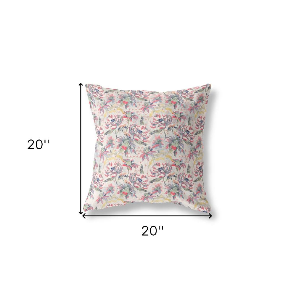 20” Pink Yellow Roses Indoor Outdoor Throw Pillow. Picture 4