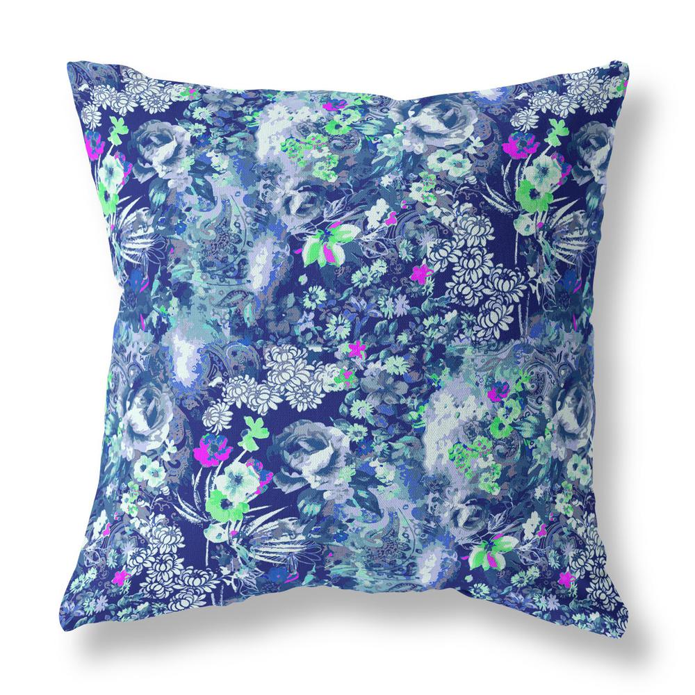 16" Purple Blue Springtime Indoor Outdoor Throw Pillow. Picture 1