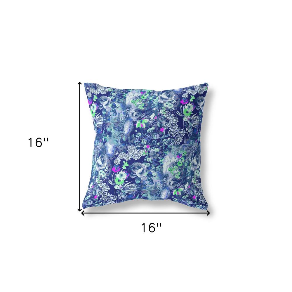 16" Purple Blue Springtime Indoor Outdoor Throw Pillow. Picture 4