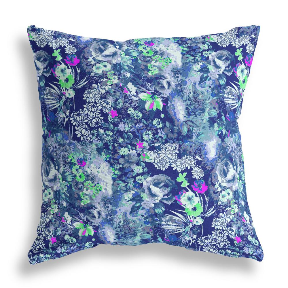 16" Purple Blue Springtime Indoor Outdoor Throw Pillow. Picture 2