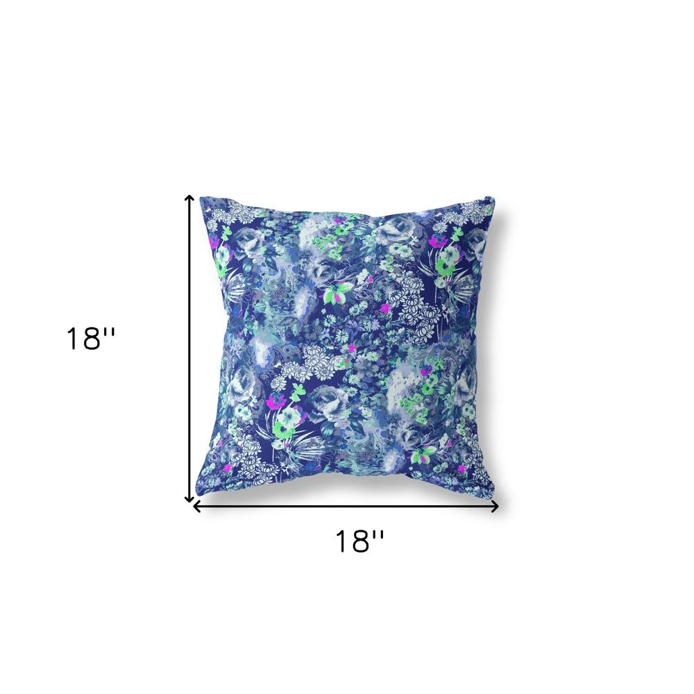 18" Purple Blue Springtime Indoor Outdoor Throw Pillow. Picture 4