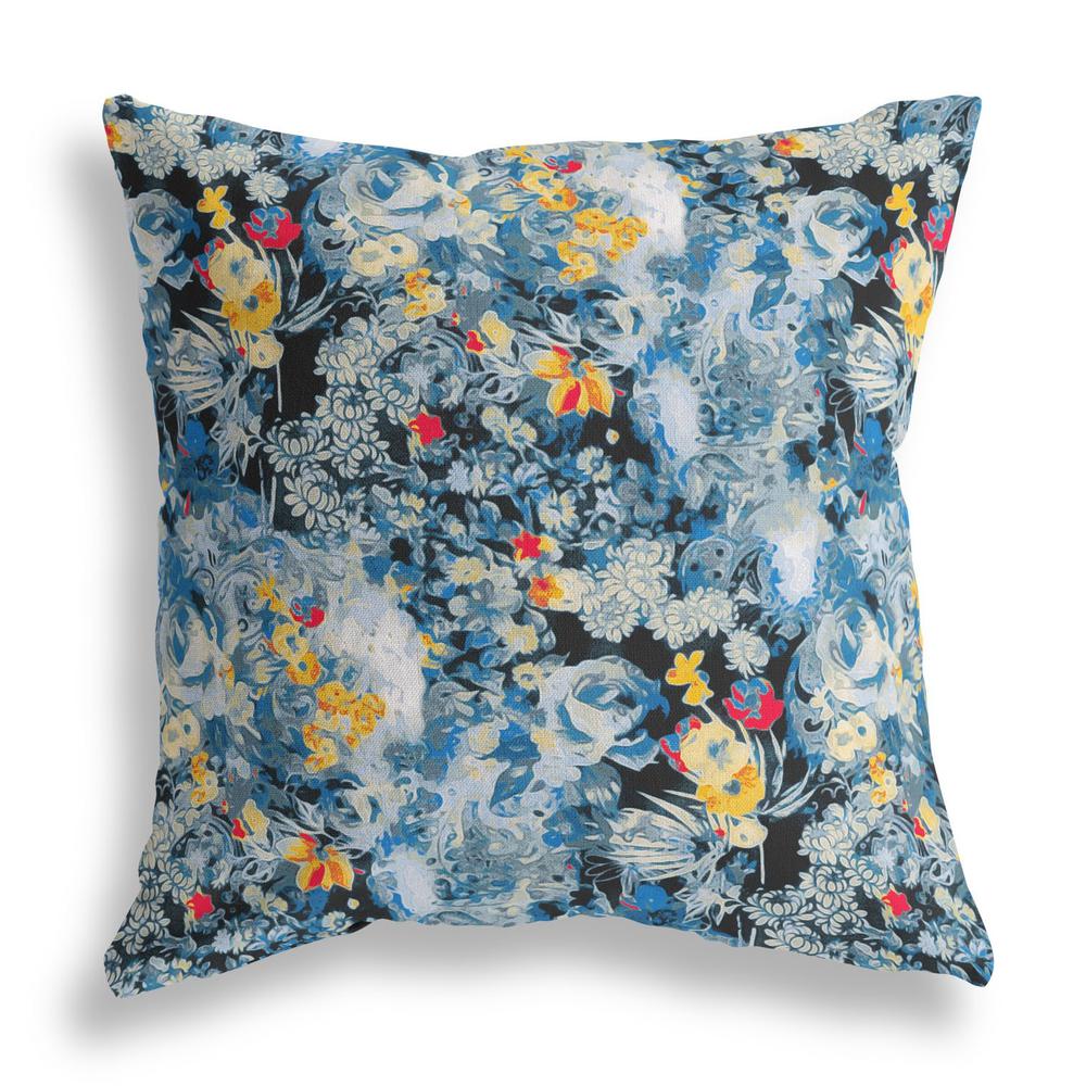 16" Blue Yellow Springtime Indoor Outdoor Throw Pillow. Picture 2