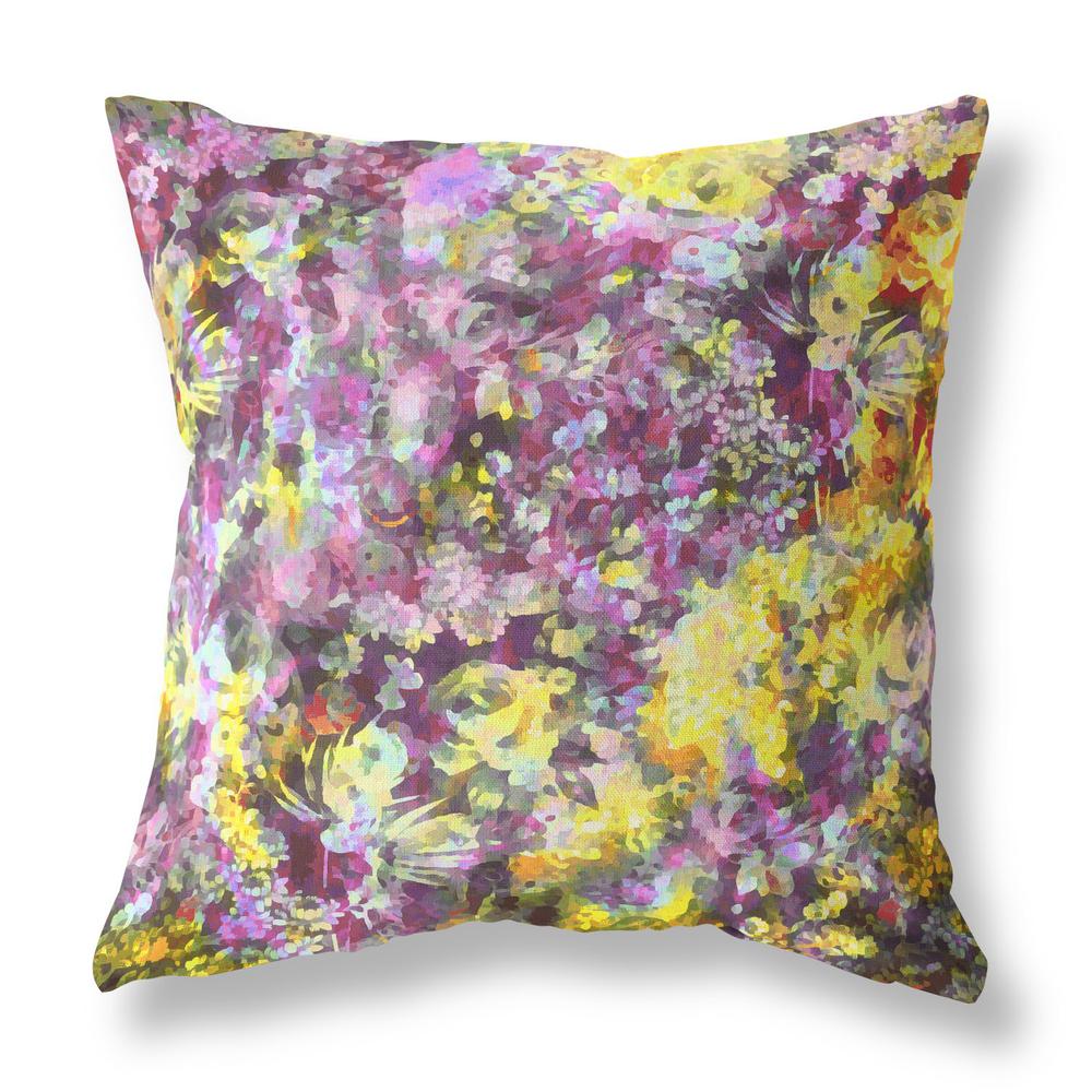 16" Purple Yellow Springtime Indoor Outdoor Throw Pillow. Picture 1