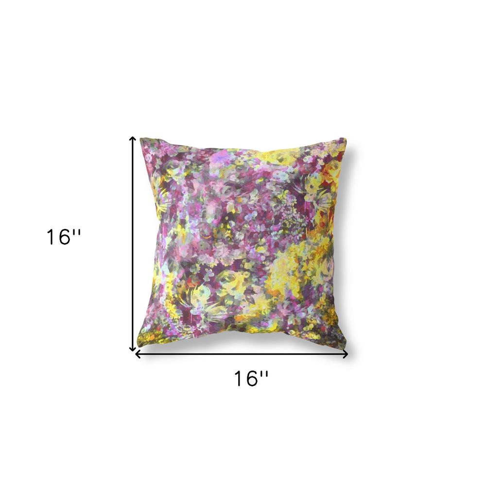 16" Purple Yellow Springtime Indoor Outdoor Throw Pillow. Picture 4