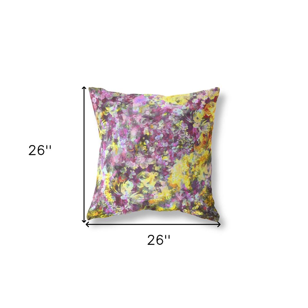 26" Purple Yellow Springtime Indoor Outdoor Throw Pillow. Picture 4