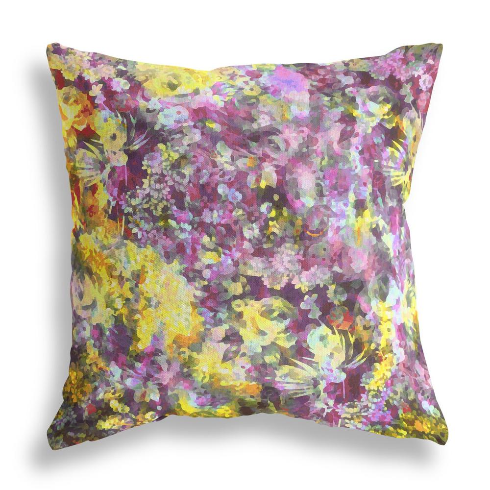 28" Purple Yellow Springtime Indoor Outdoor Throw Pillow. Picture 2