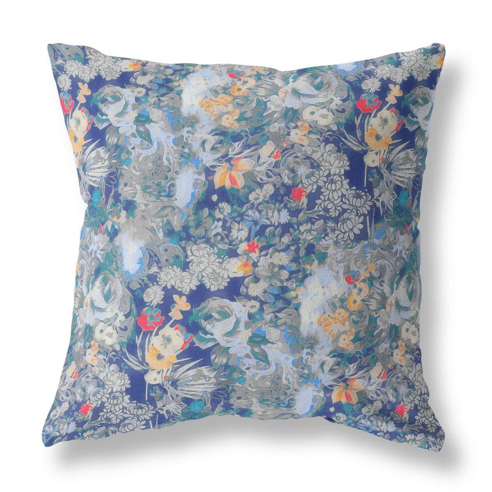 26" Blue Gray Springtime Indoor Outdoor Throw Pillow. Picture 1