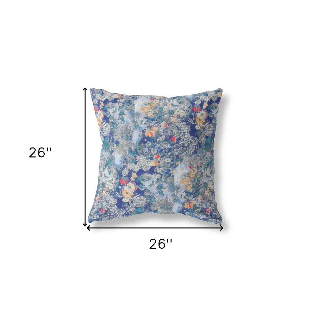 26" Blue Gray Springtime Indoor Outdoor Throw Pillow. Picture 4