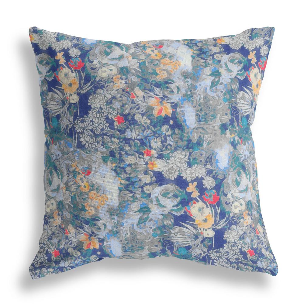 26" Blue Gray Springtime Indoor Outdoor Throw Pillow. Picture 2