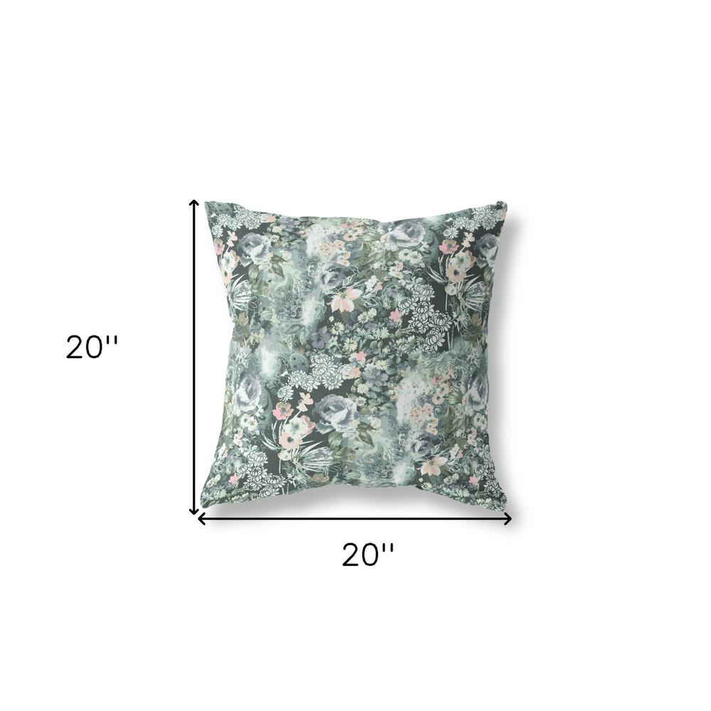 20" Green Gray Springtime Indoor Outdoor Throw Pillow. Picture 4