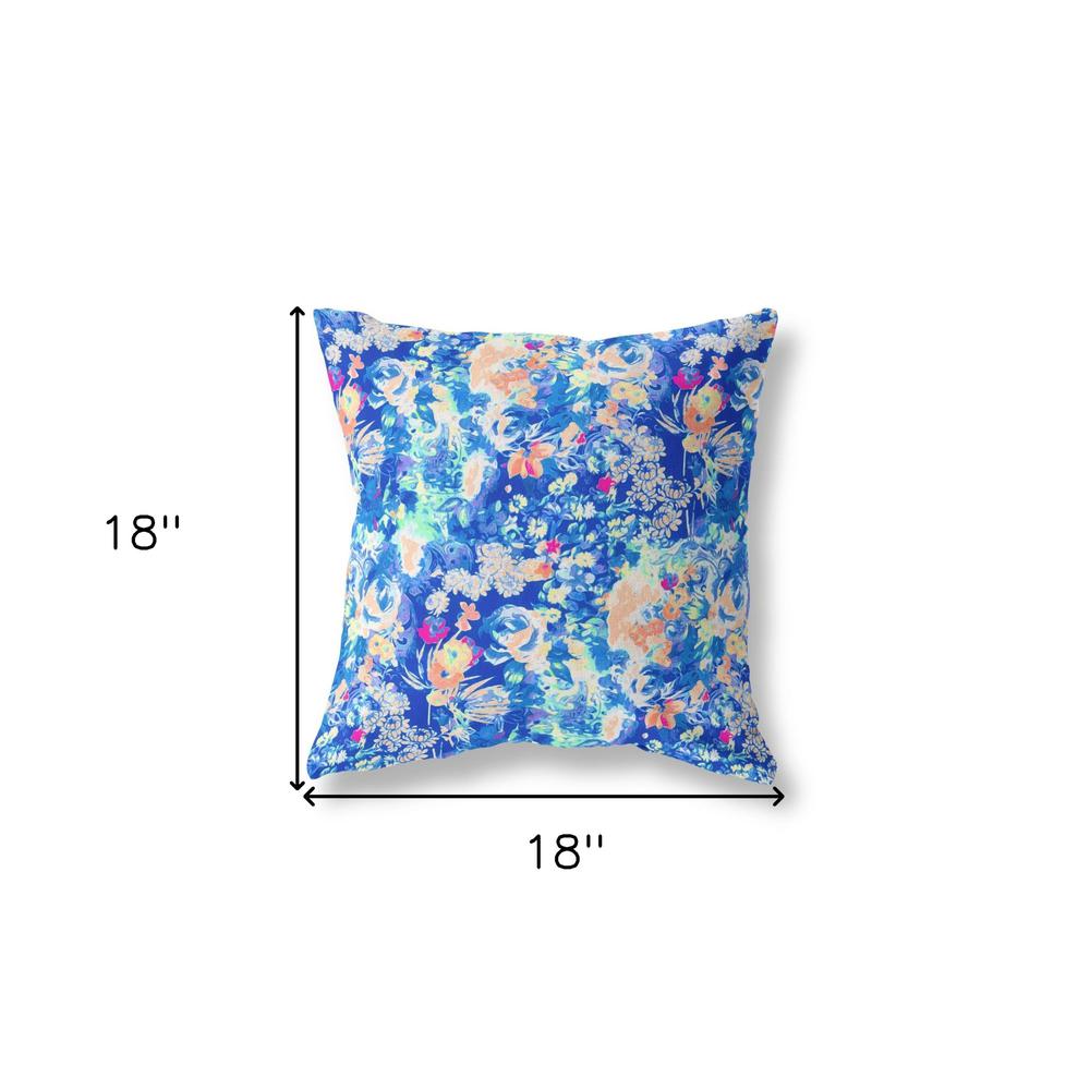 18" Bright Blue Springtime Indoor Outdoor Throw Pillow. Picture 4