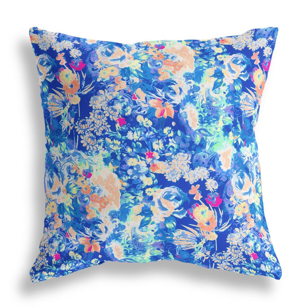 18" Bright Blue Springtime Indoor Outdoor Throw Pillow. Picture 2