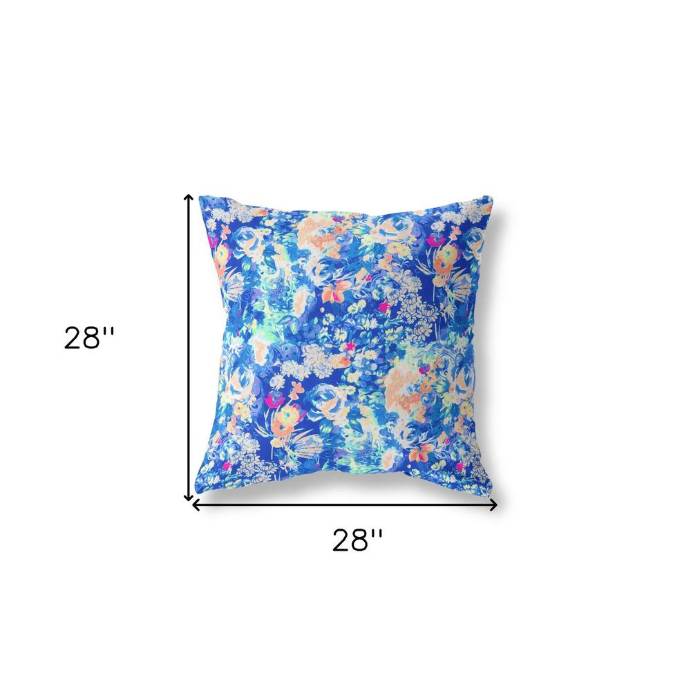 28" Bright Blue Springtime Indoor Outdoor Throw Pillow. Picture 4