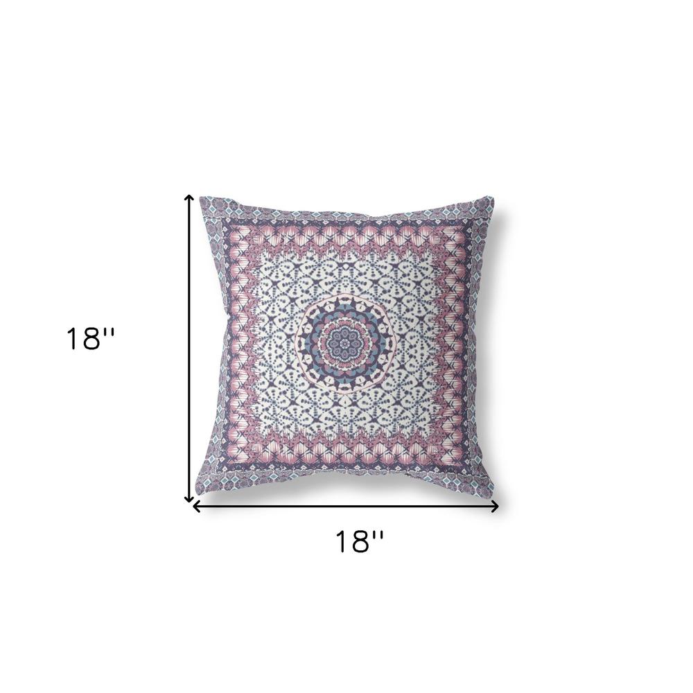 18” Pink Gray Holy Floral Indoor Outdoor Throw Pillow. Picture 4