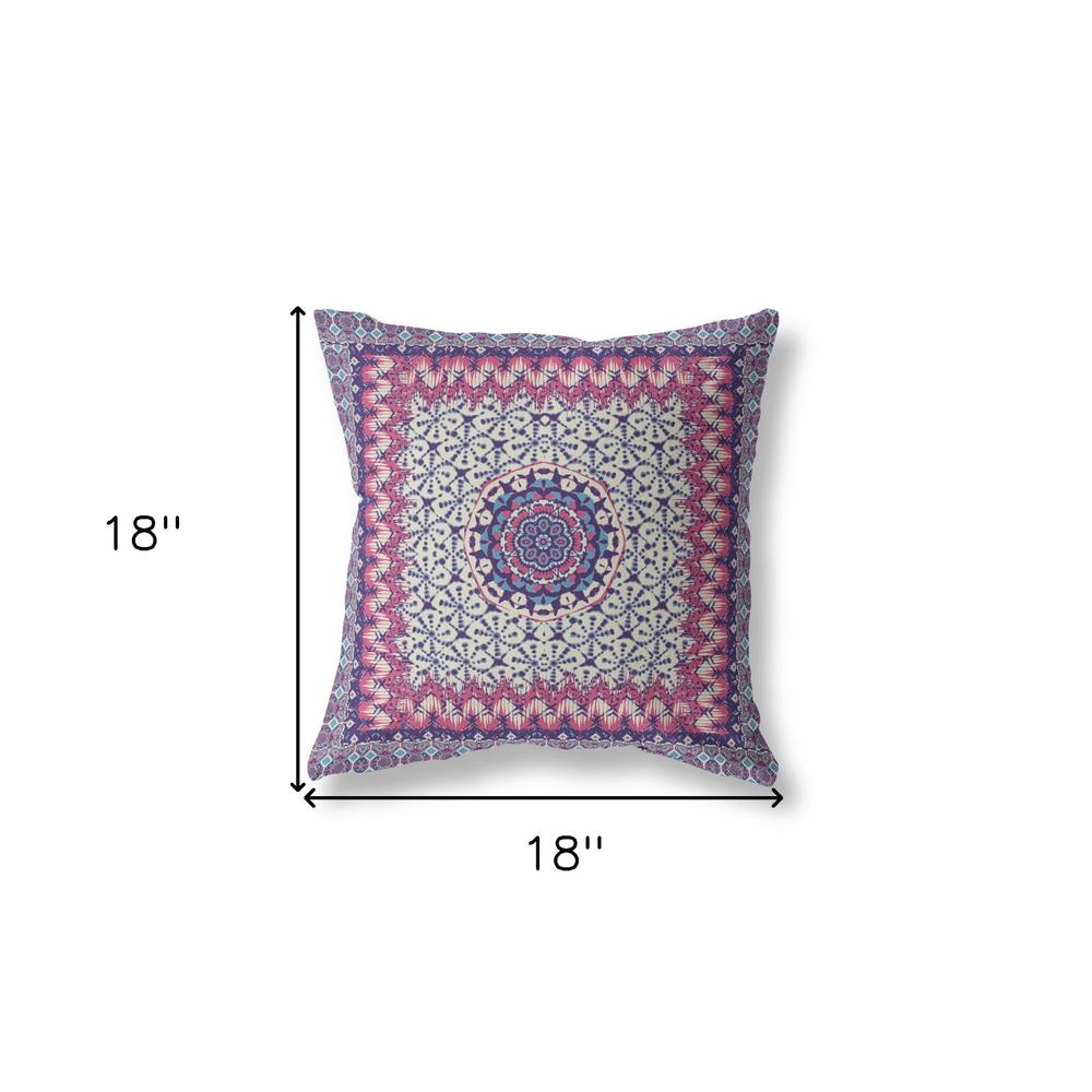 18” Magenta Indigo Holy Floral Indoor Outdoor Throw Pillow. Picture 4